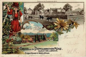 Sammlung Joachim Brokmeier: Lithografie Diepeschrather Mühle, Datierung: bis 10/1004