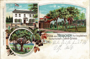Sammlung Joachim Brokmeier: Lithografie, Heidchen, Gastwirtschaft Jakob Griess, Datierung: 24.3.1910